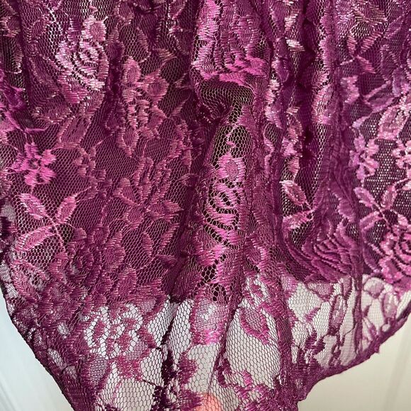 Y2K Vintage Lace Floral Netting Halter Party Cranberry Dress 5 to 6 Juni… - Picture 7 of 16